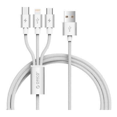 Orico 3in1 Micro USB | Type-C | Lightning 1.2m Cable – Silver Orico 3in1 Micro USB | Type-C | Lightning 1.2m Cable – Silver