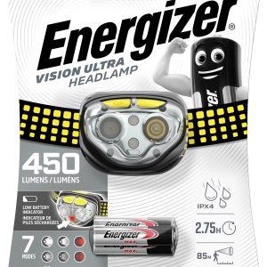 Energizer Vision Ultra Headlight 450 lumens includes 3x AAA Energizer Vision Ultra Headlight 450 lumens includes 3x AAA