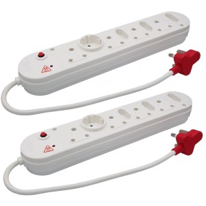 Surged & Overload Multi-Plug 4x16A 3x5A 1 Round Socket 0.3m Cord E 28 2pack Surged & Overload Multi-Plug 4x16A 3x5A 1 Round Socket 0.3m Cord E 28 2pack