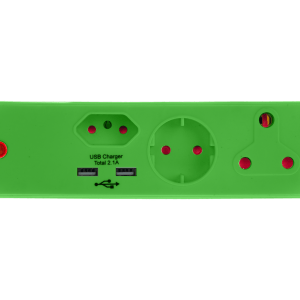 Electricmate 1X16+1xSKO+1×5 3Pin+2.1 USB Adaptor Green Electricmate 1X16+1xSKO+1×5 3Pin+2.1 USB Adaptor Green