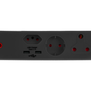 Electricmate – USB Adaptor 1 x 16Amp + 1 x 5Amp + 1 x Schuko + 2.1 – Black Electricmate – USB Adaptor 1 x 16Amp + 1 x 5Amp + 1 x Schuko + 2.1 – Black