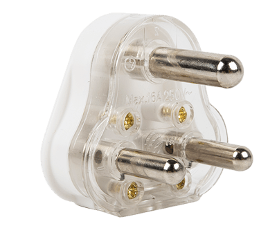 Electricmate 16Amp Hollow Pin Plug Top – White Electricmate 16Amp Hollow Pin Plug Top – White