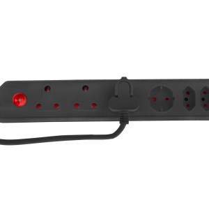 Electricmate 6 Way Multi Plug Over Load – Black Electricmate 6 Way Multi Plug Over Load – Black