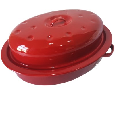 Enamel Casserole & Roasting Dish – Oval Shaped (Red) Enamel Casserole & Roasting Dish – Oval Shaped (Red)