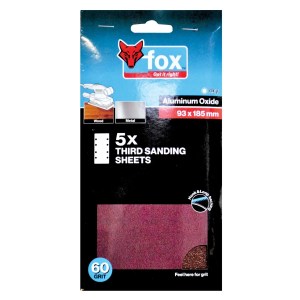 FOX Sanding Sheet 1/3 Hook & Loop 60G (5) FOX Sanding Sheet 1/3 Hook & Loop 60G (5)