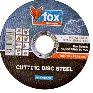 FOX Cutting Disc Steel/Inox 115X1.0mm (5) Standard FOX Cutting Disc Steel/Inox 115X1.0mm (5) Standard