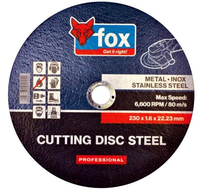 FOX Cutting Disc Steel/Inox 230X1.6mm PRO FOX Cutting Disc Steel/Inox 230X1.6mm PRO