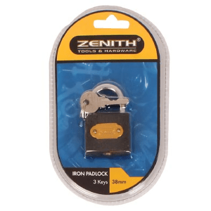 Bulk Pack x 4 Padlock Zenith Iron 38mm Carded Bulk Pack x 4 Padlock Zenith Iron 38mm Carded