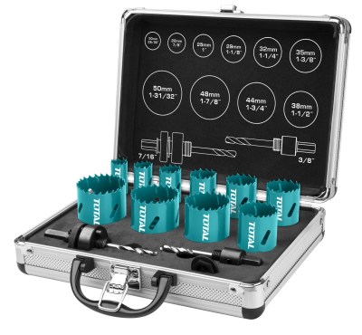 Total Tools 12 Piece Bi-Metal Holesaw Kit Total Tools 12 Piece Bi-Metal Holesaw Kit