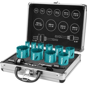 Total Tools 12 Piece Bi-Metal Holesaw Kit Total Tools 12 Piece Bi-Metal Holesaw Kit