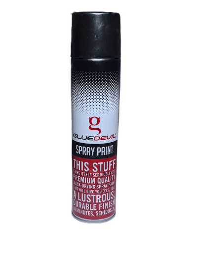Glue Devil Spray Paint – gloss black Glue Devil Spray Paint – gloss black