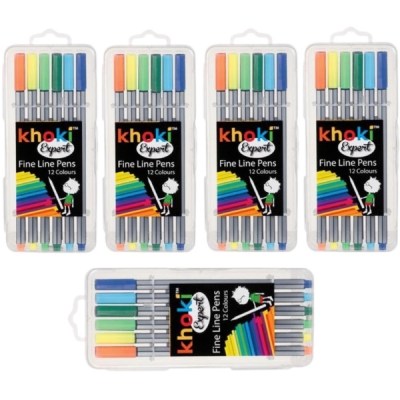 Khoki – Bulk Pack Of 5 Expert Fine Line Pens – (12 Colours x 5) Khoki – Bulk Pack Of 5 Expert Fine Line Pens – (12 Colours x 5)