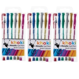 Khoki – Bulk Pack Of 3 Novelty Metallic Gel Pens -Assorted Colours (18 Pcs) Khoki – Bulk Pack Of 3 Novelty Metallic Gel Pens -Assorted Colours (18 Pcs)