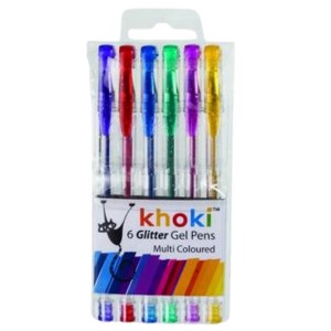 Khoki – Novelty Gel Glitter Pens -Assorted Colours (6 Pcs) Khoki – Novelty Gel Glitter Pens -Assorted Colours (6 Pcs)