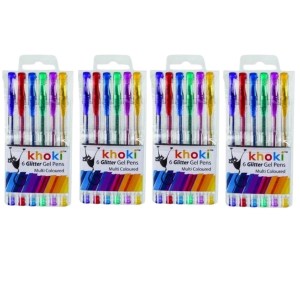 Khoki – Bulk Pack Of 4 Novelty Gel Glitter Pens -Assorted Colours (24Pcs) Khoki – Bulk Pack Of 4 Novelty Gel Glitter Pens -Assorted Colours (24Pcs)
