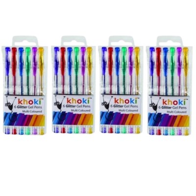 Khoki – Bulk Pack Of 4 Novelty Gel Glitter Pens -Assorted Colours (24Pcs) Khoki – Bulk Pack Of 4 Novelty Gel Glitter Pens -Assorted Colours (24Pcs)
