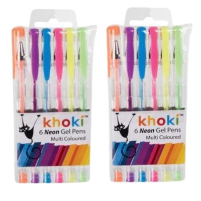 Khoki – Bulk Pack Of 2 Novelty Neon Gel Pens -Assorted Colours (12 Pcs) Khoki – Bulk Pack Of 2 Novelty Neon Gel Pens -Assorted Colours (12 Pcs)