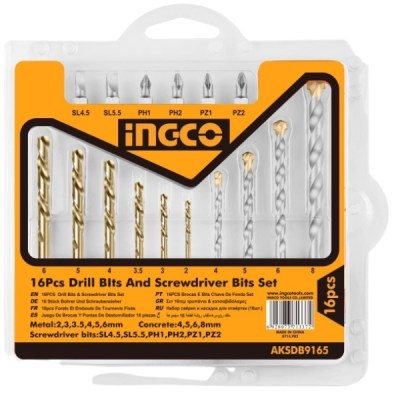 Ingco Drill Bits And Screwdriver Bits Set 16 Pieces Ingco Drill Bits And Screwdriver Bits Set 16 Pieces