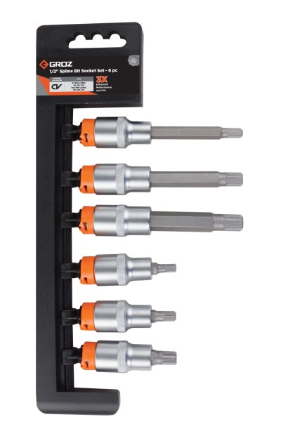 Groz 6 Piece Spline Bit Socket Set- 1/2 Inch Dr. Groz 6 Piece Spline Bit Socket Set- 1/2 Inch Dr.
