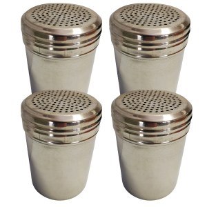 Stainless Steel Shakers – 7cm x 9cm – Bulk Pack of 4 Shakers Stainless Steel Shakers – 7cm x 9cm – Bulk Pack of 4 Shakers