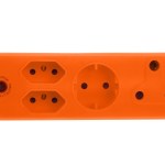 Electricmate 1 x 16amp + 2 x 3 Pin Euro + 1 x Schuko Adaptor Loose Orange Electricmate 1 x 16amp + 2 x 3 Pin Euro + 1 x Schuko Adaptor Loose Orange