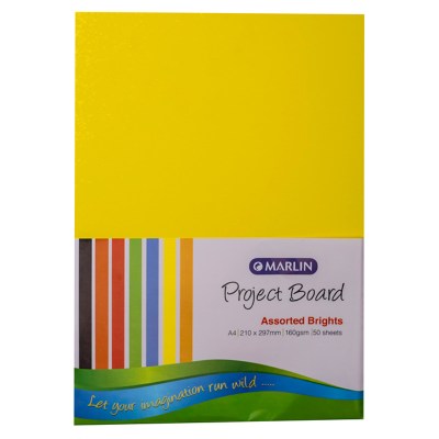 Marlin Project Boards A4 160gsm 50’s Pastel assorted Marlin Project Boards A4 160gsm 50’s Pastel assorted