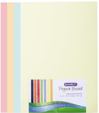 Marlin Project Boards A3 160gsm 100’s Pastel assorted Marlin Project Boards A3 160gsm 100’s Pastel assorted