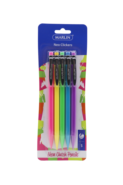 Neo Clickers Clutch Pencils 5’s Assorted 0.5mm Neo Clickers Clutch Pencils 5’s Assorted 0.5mm