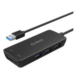 Orico 3 Port USB3.0 Hub With TF and SD Card Reader – Black Orico 3 Port USB3.0 Hub With TF and SD Card Reader – Black
