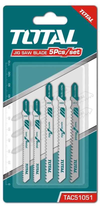 Total Tools Jig Saw Blades For Wood, Metal, Aluminium 5Pcs/Set Total Tools Jig Saw Blades For Wood, Metal, Aluminium 5Pcs/Set