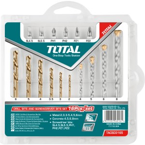 Total Tools Drill Bits And Screwdriver Bits Set 16Pcs (2 Sets) Total Tools Drill Bits And Screwdriver Bits Set 16Pcs (2 Sets)