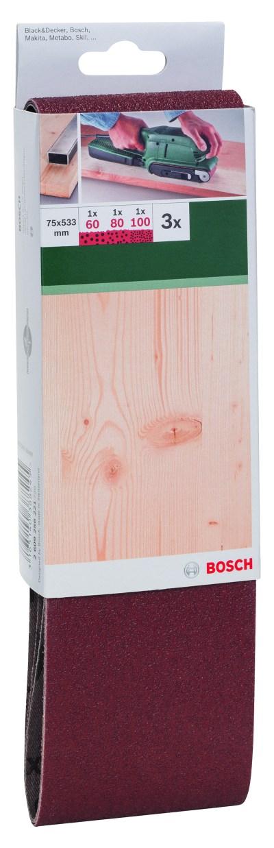 Sanding Bel Red Quality for Belt Sanders, 75 X 533mm, 60, 80, 100, 3 Piece Sanding Bel Red Quality for Belt Sanders, 75 X 533mm, 60, 80, 100, 3 Piece