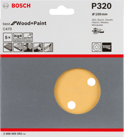 Best Wood+Paint random orbital sanders 150 mm 320 6 holes 5 Piece Best Wood+Paint random orbital sanders 150 mm 320 6 holes 5 Piece