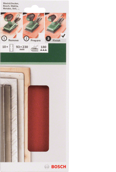 For orbital sanders 93 x 230 mm 180 no holes 10 Piece clip on For orbital sanders 93 x 230 mm 180 no holes 10 Piece clip on