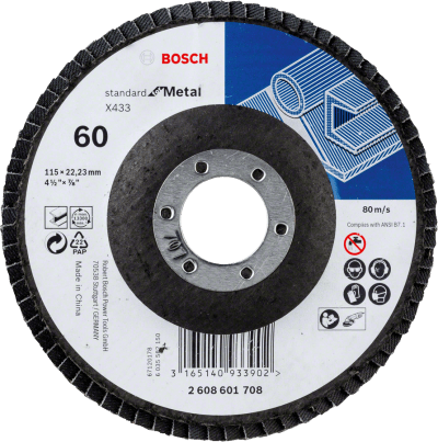 Flap disc Standard for Metal 115 mm 22,23 mm 60 straight Flap disc Standard for Metal 115 mm 22,23 mm 60 straight