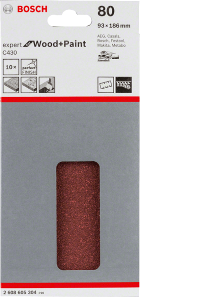 Expert for Wood for orbital sanders 93 x 186 mm 80 8 holes 10 Piece Expert for Wood for orbital sanders 93 x 186 mm 80 8 holes 10 Piece