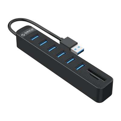 Orico 6 Port USB3.0 Hub with Card Reader – Black Orico 6 Port USB3.0 Hub with Card Reader – Black