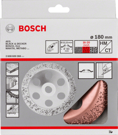 Tungsten carbide grinding head 180 x 22,23 mm, medium, angled Tungsten carbide grinding head 180 x 22,23 mm, medium, angled