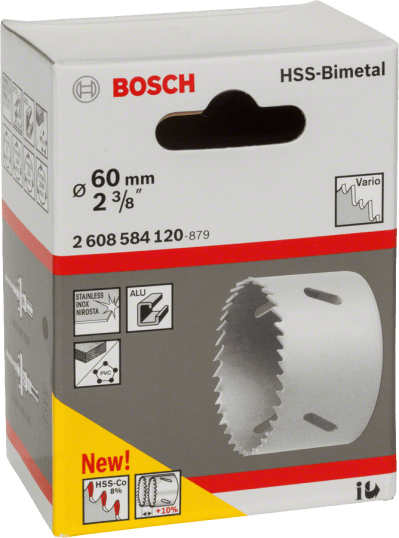 HSS bi-metal holesaw for standard adapters 60 mm, 2 3/8″ HSS bi-metal holesaw for standard adapters 60 mm, 2 3/8″