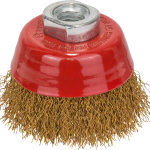 Wire cup brush, brass-coated 70 mm, 0,3 mm, M14, crimped wire Wire cup brush, brass-coated 70 mm, 0,3 mm, M14, crimped wire