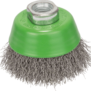 Wire cup brush, stainless 65 mm, 0,3 mm, M14, crimped wire Wire cup brush, stainless 65 mm, 0,3 mm, M14, crimped wire