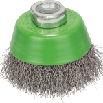 Wire cup brush, stainless 65 mm, 0,3 mm, M14, crimped wire Wire cup brush, stainless 65 mm, 0,3 mm, M14, crimped wire