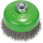 Wire cup brush, stainless 100 mm, 0,3 mm, M14, crimped wire Wire cup brush, stainless 100 mm, 0,3 mm, M14, crimped wire