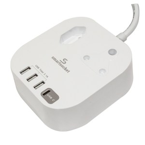Smartsocket Compact USB Power Charging Hub With 3 Pin Socket – White Smartsocket Compact USB Power Charging Hub With 3 Pin Socket – White