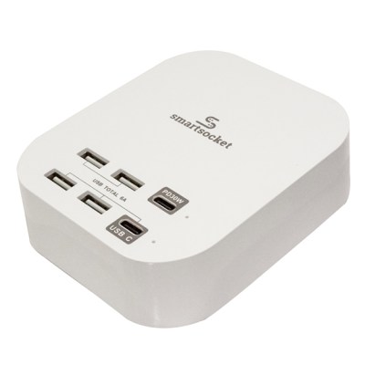 Smartsocket USB Power Charging Station With PD (Power Delivery) – White Smartsocket USB Power Charging Station With PD (Power Delivery) – White