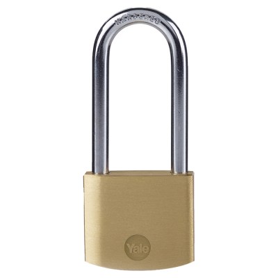 Yale 40mm Brass padlock long shackle pack1 Yale 40mm Brass padlock long shackle pack1