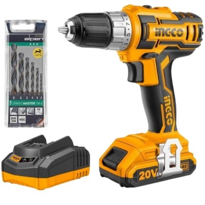Ingco – Cordless Drill Combo (20V) & Alpen Sprint Master Bits (6Piece) Ingco – Cordless Drill Combo (20V) & Alpen Sprint Master Bits (6Piece)