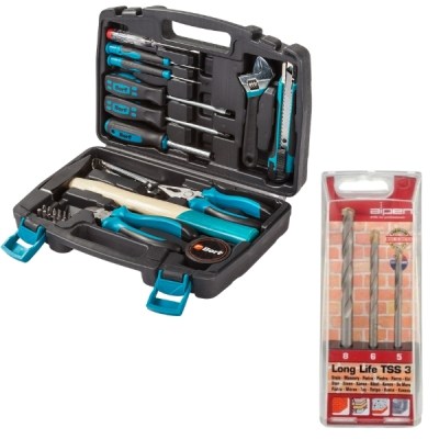 Bort – DIY Hand Tool Set (33 Piece) & Alpen Masonry Drill Bits (3 Piece) Bort – DIY Hand Tool Set (33 Piece) & Alpen Masonry Drill Bits (3 Piece)