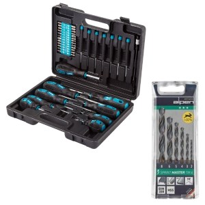 Bort – DIY Hand Tool Set (43 Piece) & Alpen Sprint Mast Drill Bits(6 Piece) Bort – DIY Hand Tool Set (43 Piece) & Alpen Sprint Mast Drill Bits(6 Piece)