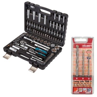 Bort – Socket Set (95 Piece) & Alpen Masonry Drill Bits (3 Piece) Bort – Socket Set (95 Piece) & Alpen Masonry Drill Bits (3 Piece)